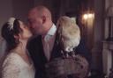 Lucinda and Jay who met at a theatre group booked an owl ring bearer for their 'dream' wedding in the Lake District.