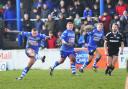 OVER IT GOES: Jamie Dallimore kicks a penalty for Barrow Raiders Picture: Donna Clifford