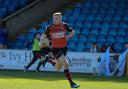 DEFIANCE: Jake Spedding races clear to score Barrow's first try