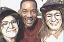 FILM STAR: Sophie Cowin and Jahannah Jamesgot the chance to film a skit with Will Smith