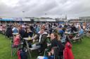 People cheering on the Lionesses at Barrow Raiders' Fan Zone last year