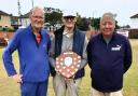 Salthouse Over 60s Open Pairs winners Colin Taylor and Billy Thompson with Salthouse chairman John Taylor