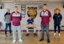 Workington Town director Graeme Peers, Millom vice-chair Paul Roskell, new Town signing Ethan Bickerdike, Millom head coach Tom Sibley and Town head of development Gary Hewer. Picture: Gary McKeating
