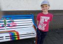 PAINTER: Jade Holden, nine, with her painted bench
