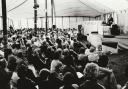 Hundreds of visitors packed the marquee to see renowned floral artist Richard Jeffrey at the Lakeland Rose Show in 1985
