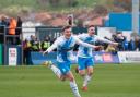 Barrow’s Robbie Gotts celebrates after scoring the winning goal against Gillingham – in the 94th minute at Holker Street.  Pictures: Ian Allington | MI News