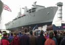 Crowds gather for the naming and launch of Albion. Pic: Richard English