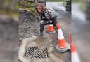 Michelle Scrogham at Next Ness Lane to check out the finished work on the drains.
