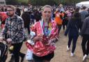Laura at the end of the London Marathon