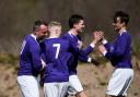 SCORE: Croftlands Park celebrate one of their goals against Furness Cavaliers reserves					All pictures: Lindsey Dickings