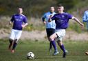 AMATEUR FOOTBALL -- Furness Cavaliers Reserves (white/blue) vs Croftlands Park (purple) // Pictured: Jordan McGarry Saturday 13th April 2019 LINDSEY DICKINGS FILM AND PHOTOGRAPHY.