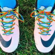 RAINBOW LACES: Football boots.