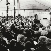Hundreds of visitors packed the marquee to see renowned floral artist Richard Jeffrey at the Lakeland Rose Show in 1985
