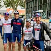 Local riders Sam Stephenson, Tom Martin, Christina Wiejak and Tom Stephenson pictured at the 2022 UCI Mountain Bike Marathon World Championships in Denmark