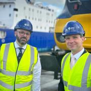 MP Simon Fell with Nuclear Minister Andrew Bowie at Cavendish Dock