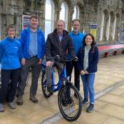 The Morecambe Bay Partnership team with MP for Westmorland and Lonsdale Tim Farron at Grange Station
