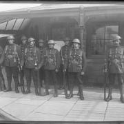 The troops guarding key installations during the National rail strike of 1919 - one with a 'good' conduct stripe