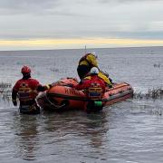 The holidaymakers were helped by the rescue team and Morecambe RNLI