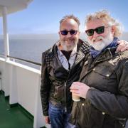 Si King and Dave Myers in their BBC cooking programme, The Hairy Bikers.