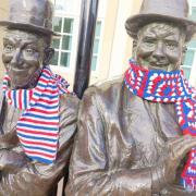 Joey made scarves for Laurel and Hardy