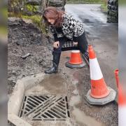 Michelle Scrogham at Next Ness Lane to check out the finished work on the drains.