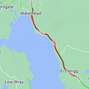 Slow moving traffic on the A591 due to earlier collision in Windermere