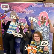 The selfie station at the Make Mine Manga exhibition