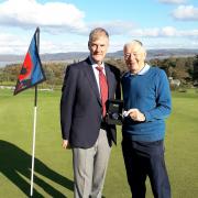 Terry Rhodes (right) and Ulverston Golf Club captain Neil Bremner
