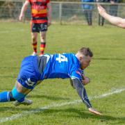 Ben Garner scores a try for Barrow Island against Shaw Cross Picture: Col Brannon