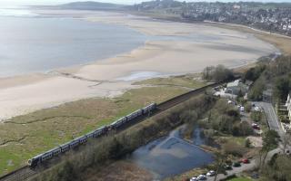 The derailed train at Grange, as seen from above last week