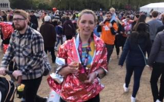 Laura at the end of the London Marathon