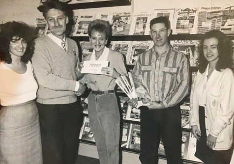 LUCKY: Tracy O’Neill, Carolyn Woods of Furness Travel and Charlie O’Hara pictured in 1991 