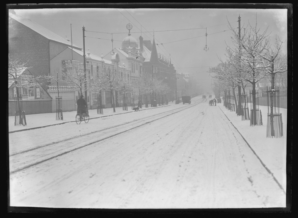 SNOW: Abbey Road pictured between September 1914 and May 1915. by Edward and Raymond Sankey © Sankey Family Photography Collection. Courtesy of a Private Collector