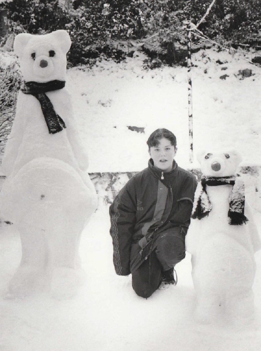 BUILT: Liam Rooke, 11, with bear snow sculptures, Yogi and Booboo, in Laburnum Crescent, Barrow, in February 1996. Other people who built them were Sarah, 12, and Emma Rooney, 13, and their friend Andrea, 13 