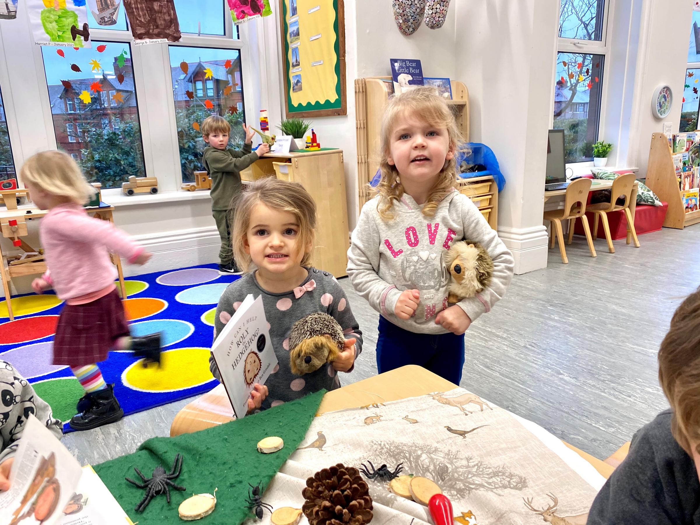 LEARN: Nursery pupils Emmeline and Eliza learnt all about hedgehogs