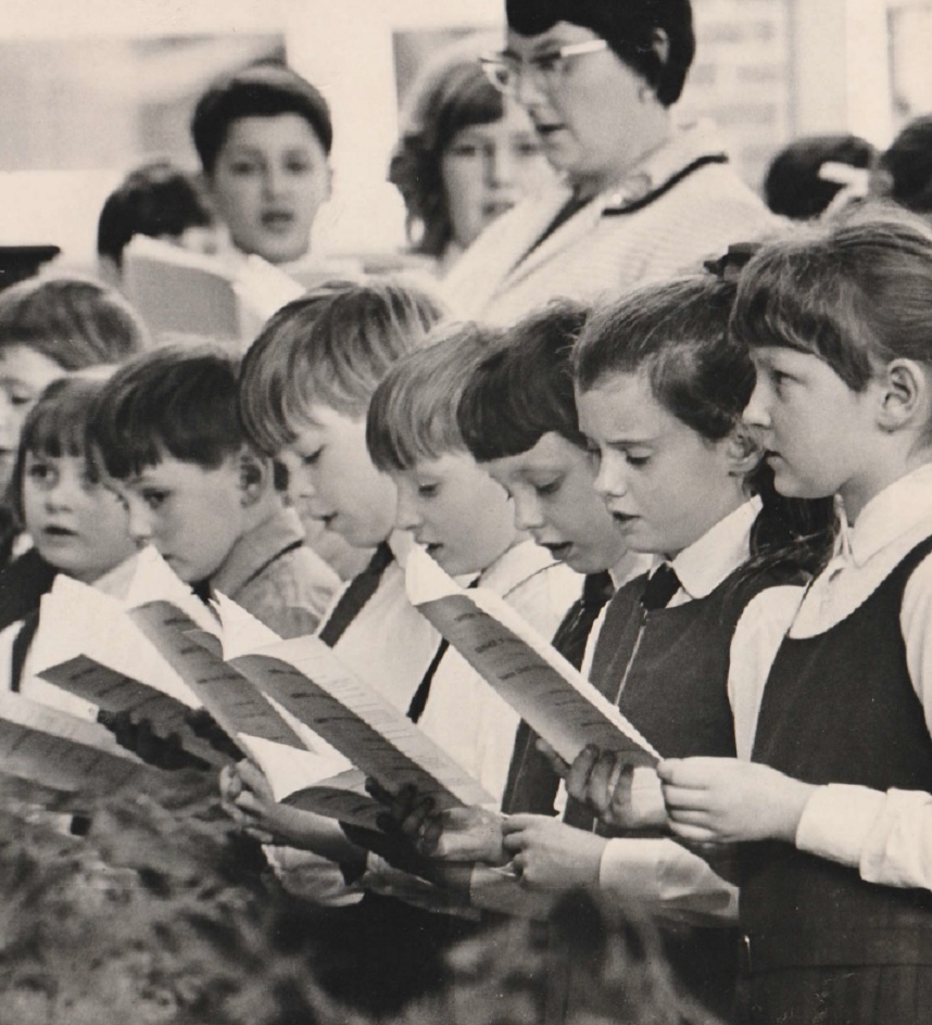 SINGING: Pupils at the opening of the Dalton-in-Furness new Church of England School in 1970
