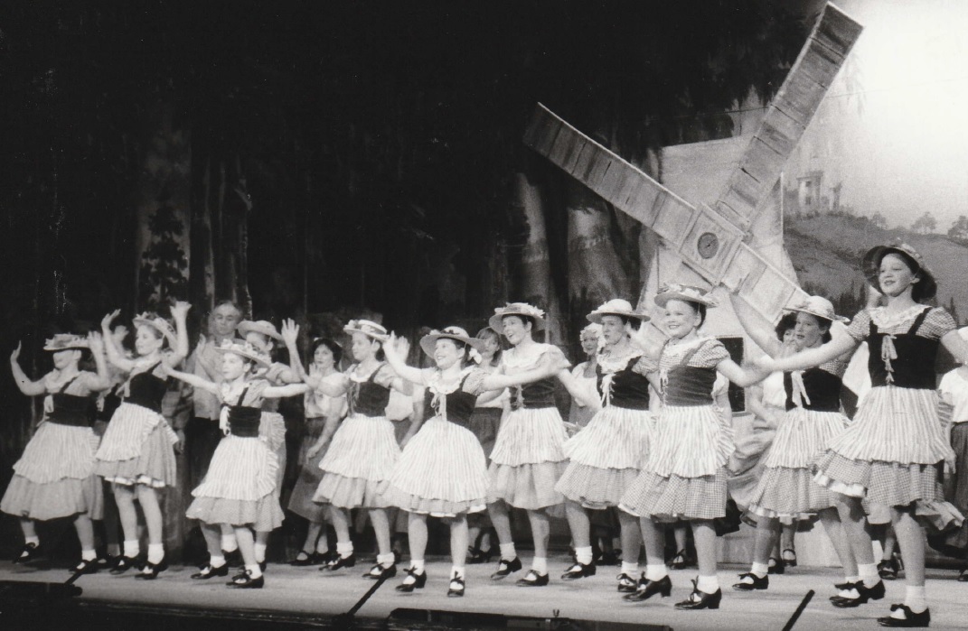 ACTING: The Sunshine Girls in action during Ulverston Royal British Legion Pantomime Society’s production of Puss in Boots at the Coronation Hall in 1996
