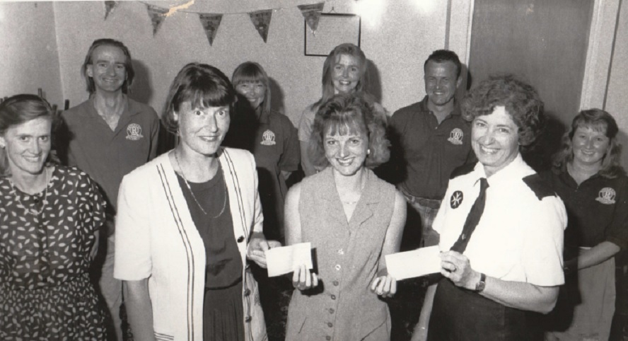 CROWD: The Rotaract Club of Ulverston presented cheques of £100 each in 1995 to Greenodd Playgroup towards the cost of new furniture 