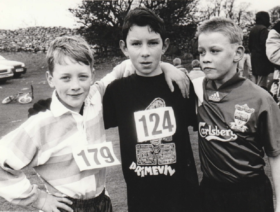 TEAM: First home in the ten-year-olds race at the Duddon and High Furness districts cross country competition in 1993 were (from left) Matthew Stephenson (Ist Urswick and Aldingham), who won the event, Paul Lodge (1st Dalton Duddon), who came second