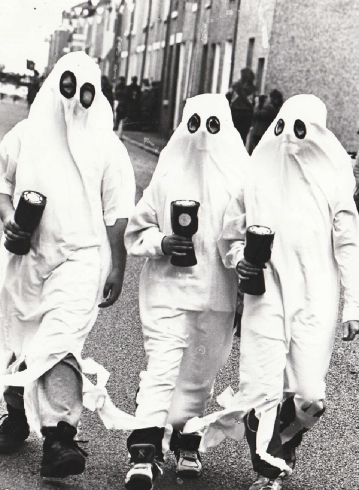 SPOOKY: Ghostly collectors at Askam and Ireleth Carnival in 1994
