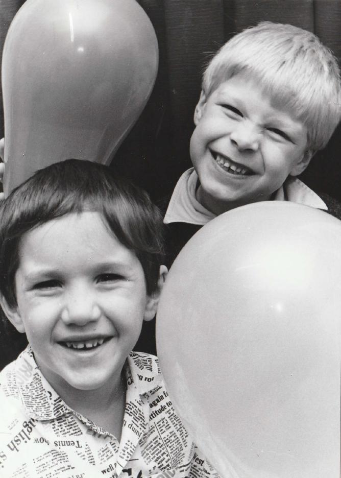 UP AND AWAY: More than 100 helium balloons were released in November 1987 at Church Walk School 