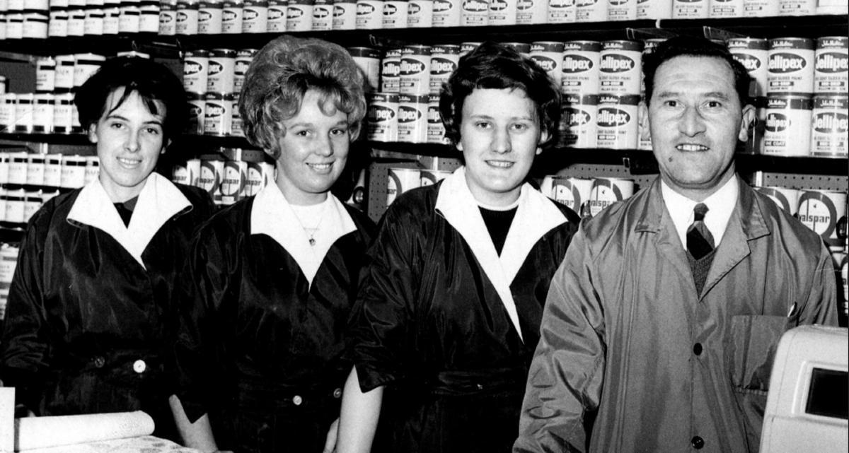 BUSINESS: Staff at Morris’s wallpaper shop, on Dalton Road, Barrow, around 1970