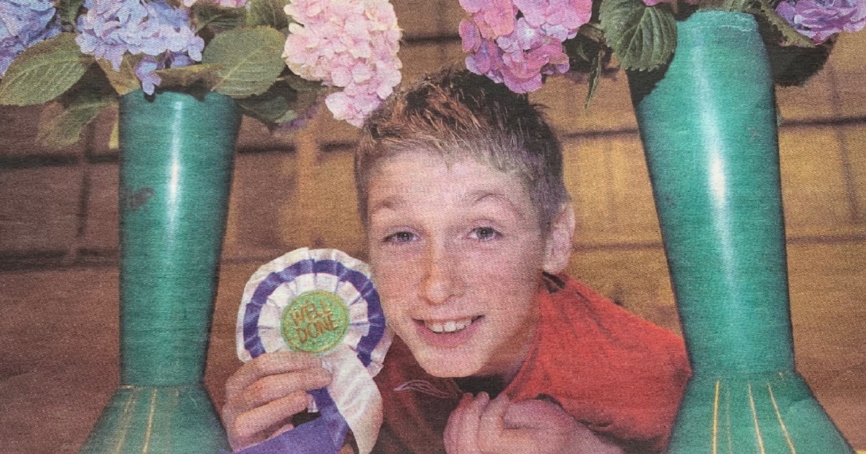 HAPPY: Conner Teijlingen-Bell, then 12, from Barrow, at the 2008 show, where he won many rosettes. The picture was used by The Mail to help preview the 2009 show, where Conner was the children’s champion.