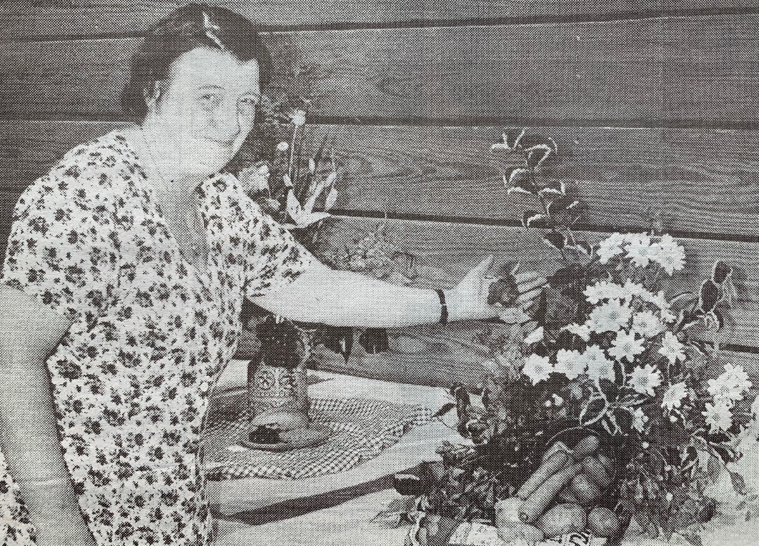 SHOW: Secretary Beryl Rollinson picked up three trophies for floral art at the show in 1998