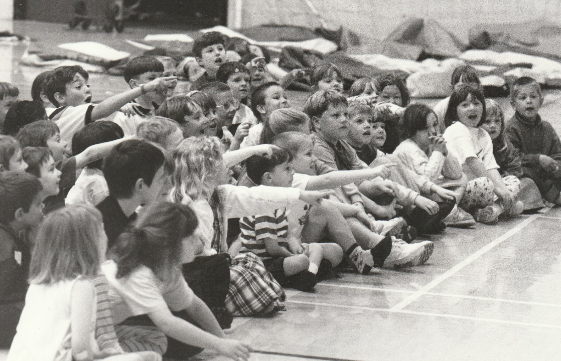 Dave Simpson’s magic show proved popular with youngsters during the half-term play schemes at the Barrow Park Leisure Centre in May 1995