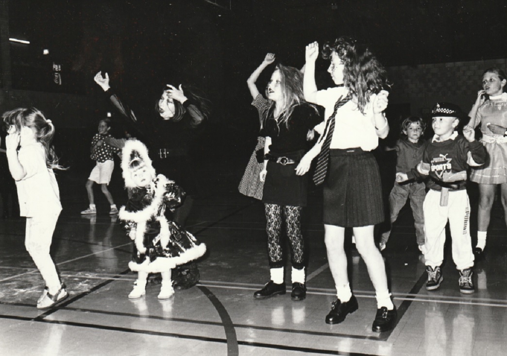 A fancy dress disco at a play scheme at Barrow Park Leisure Centre in 1993