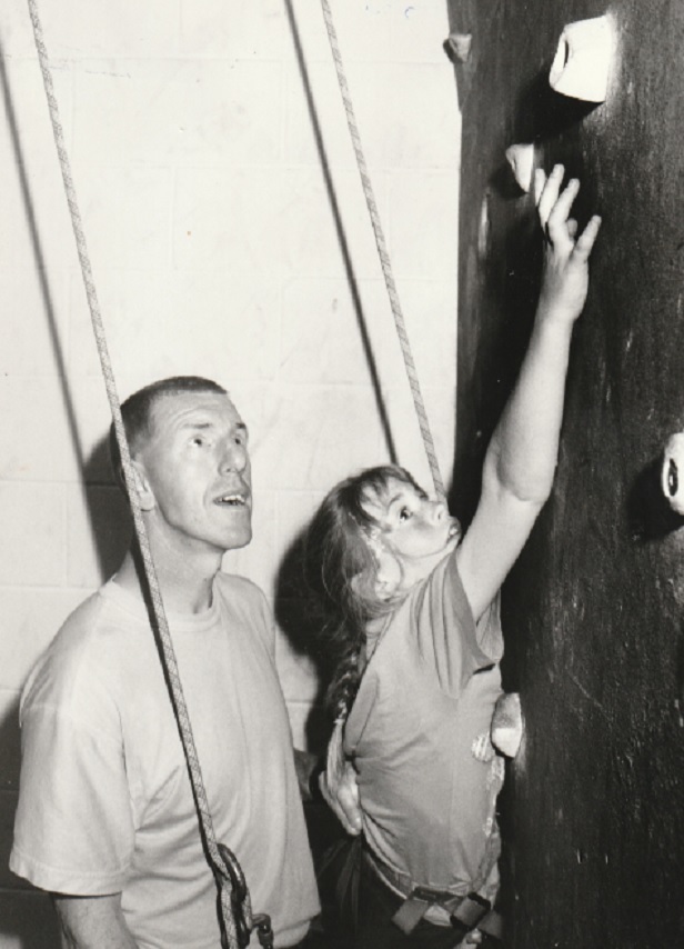 Climbing instructor Brian Pearson teaches Caroline, nine, a few skills during a climbing course for eight to 14-year-olds held at the Barrow Park Leisure Centre in May 1995