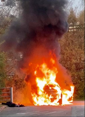 FIRE: Car bursts into flames after engine failure 