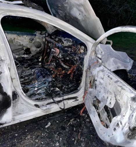 BURNT: The car was turned into a inferno in two minutes 