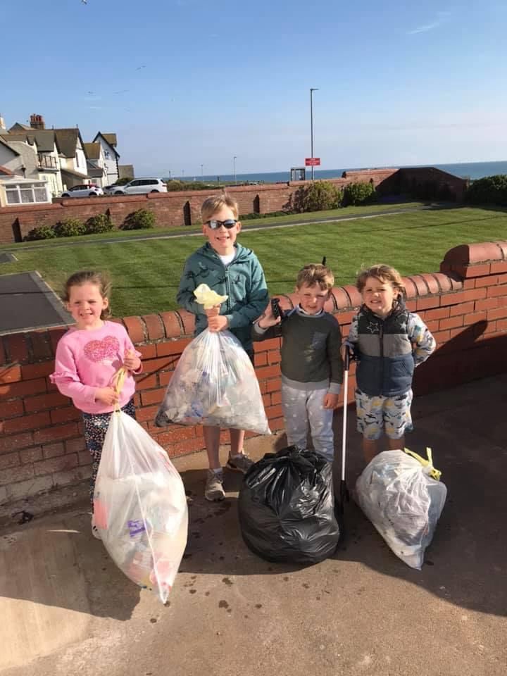  SPRING CLEAN: Edith, Alfie, Stanley and Ollie took part in the cleaning challenge